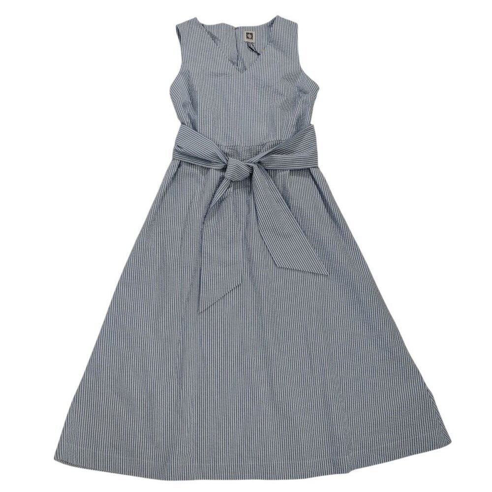 Anne Klein Navy Pinstripe Maxi Dress